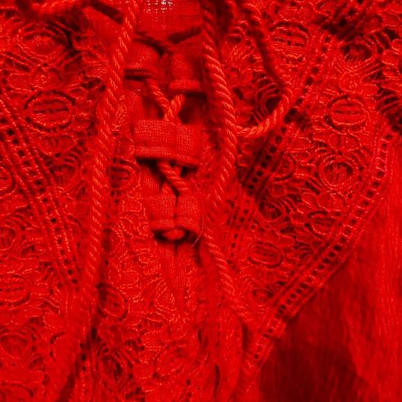 Feelib (Feel Liberated) Red/Orange Top Size Large 
Has super cuter details. - Picture 2 of 8